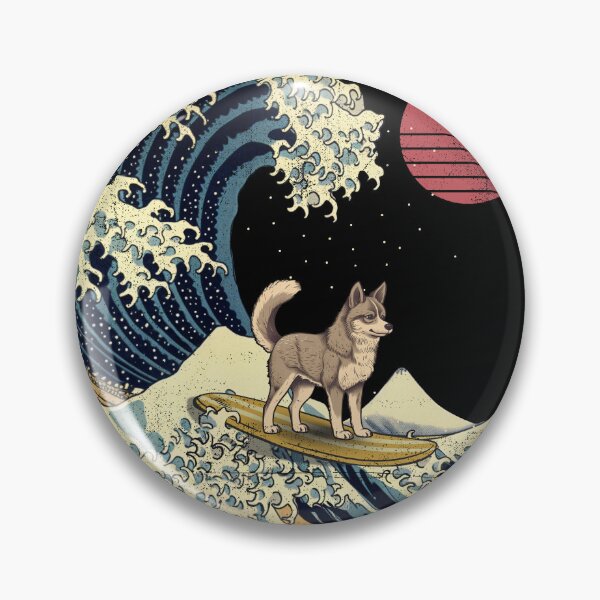 Aperçu de l'œuvre Alaskan Klee Kai Kanagawa Japanese Surfing Wave créée et vendue par rafaeltto.