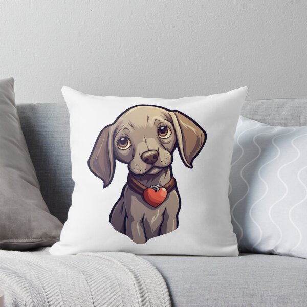 Item preview, Weimaraner Puppy Cute Cartoon Portrait Illustration Gray Dog designed and sold by Calypso Pixels.