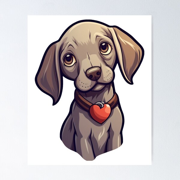 Item preview, Weimaraner Puppy Cute Cartoon Portrait Illustration Gray Dog designed and sold by Calypso Pixels.