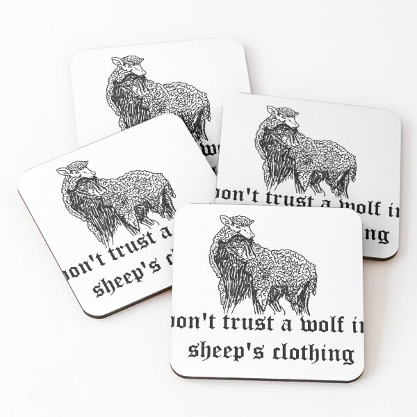 Item preview, Aesthetic Don't tryst wolf in sheep's clothing design black and white sketch designed and sold by taherlee11.
