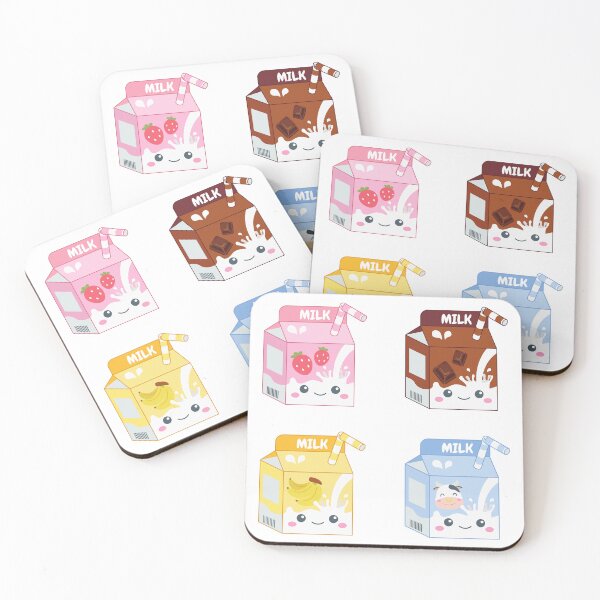 Item preview, Kawaii Milk Carton Stickers - Strawberry Milk, Banana Milk, Chocolate Milk, Vanilla Milk designed and sold by CuteFrogCreates.