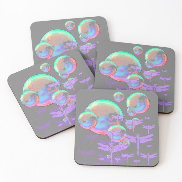 Item preview, LILAC DRAGONFLIES SOAP BUBBLES ABSTRACT FANTASY GREY ART designed and sold by sharlesart.