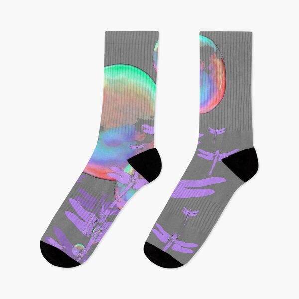 Item preview, LILAC DRAGONFLIES SOAP BUBBLES ABSTRACT FANTASY GREY ART designed and sold by sharlesart.