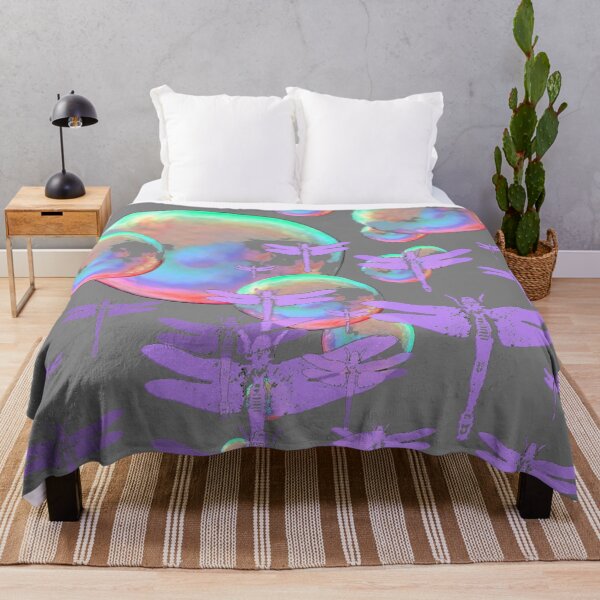 Item preview, LILAC DRAGONFLIES SOAP BUBBLES ABSTRACT FANTASY GREY ART designed and sold by sharlesart.