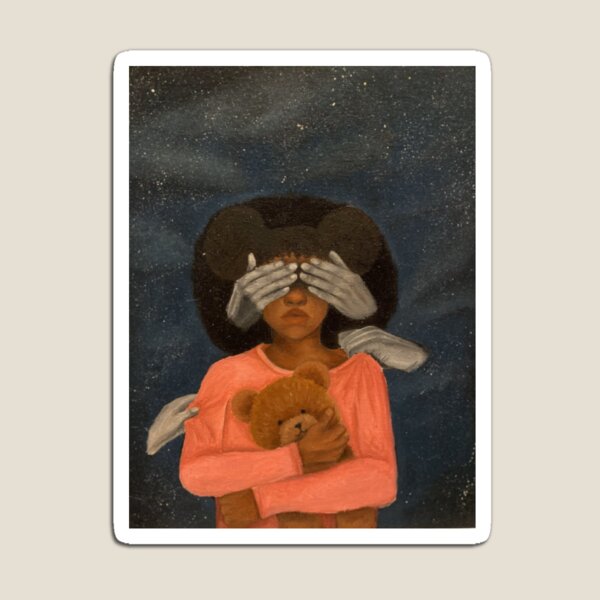 Girl Holding Teddy Bear Magnet