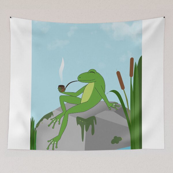 Item preview, Frog with a Pipe on a Rock designed and sold by chrispy doodles.