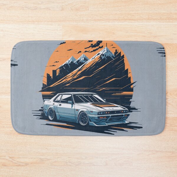 Item preview, Epic Skyline Revolution: A Striking Minimalist Car Design in Electrifying Blue and Fiery Orange!" designed and sold by TheZIg.