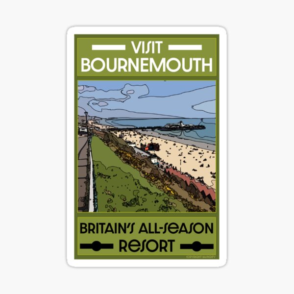 Item preview, Vintage Bournemouth Retro Art s -  Inspired Travel s - Bournemouth Seaside designed and sold by MyclothingArttt.