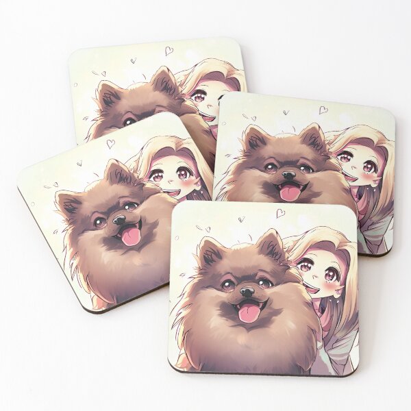 Item preview, Keeshond Cartoon - Smiling Girl and Dog Embrace - Anime Dogs designed and sold by Woof-n-Wear.