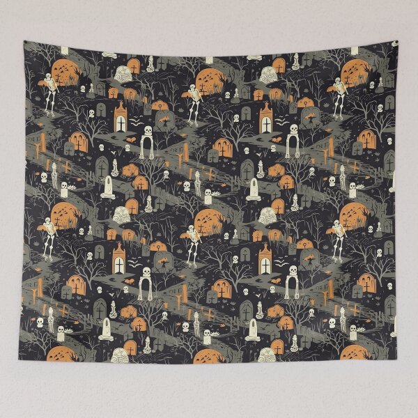 Item preview, Spooky Graveyard Illustrative Pattern designed and sold by ShyCarbonStudio.