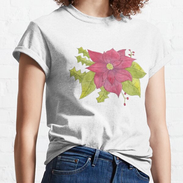 Watercolor Poinsettias  Classic T-Shirt