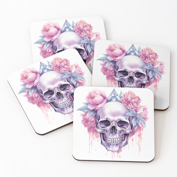 Item preview, Cráneo floral de cristal rosa designed and sold by bellarock.