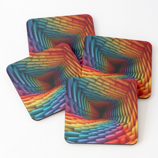 Item preview, Vibrant Rainbow Illusion Geometric Brick Design optical 3D designed and sold by SweetWhiskers.