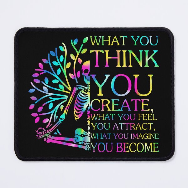 Item preview, What you think you create what you feel you attract, Cute Skeleton Yoga Namaste designed and sold by StoreMix23.