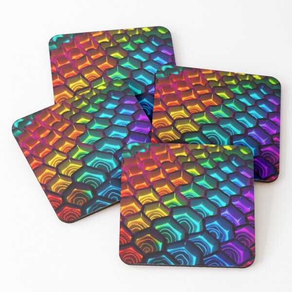 Item preview, 3D Honeycomb optical Illusion Vibrant Rainbow Colors designed and sold by SweetWhiskers.