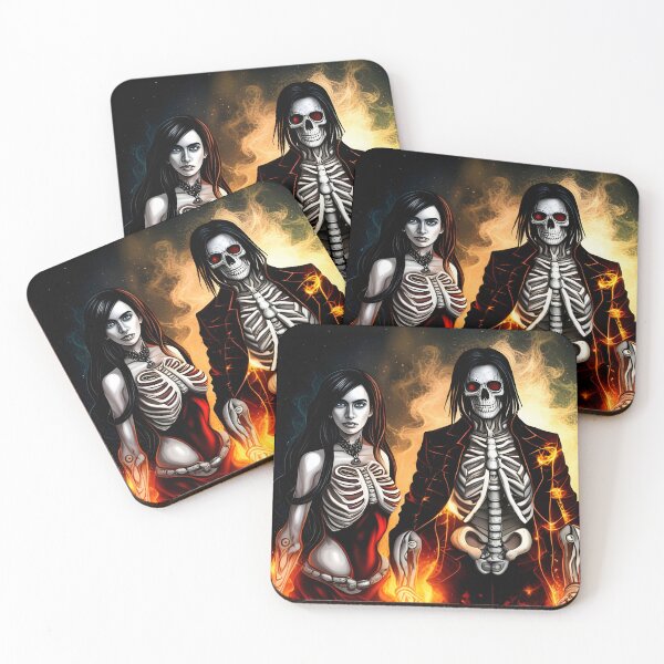 Item preview, Skeleton couple, gothic love ,fire designed and sold by GothicRubette.