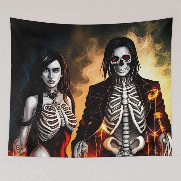 Item preview, Skeleton couple, gothic love ,fire designed and sold by GothicRubette.
