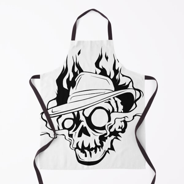 Item preview, fiery and smoking skull head illustration with cowboy hat, doodle and halloween art designed and sold by nigellas.