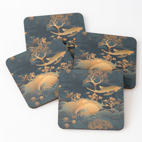 Item preview, Underseascape gold blossom pattern designed and sold by Viking-Samurai.