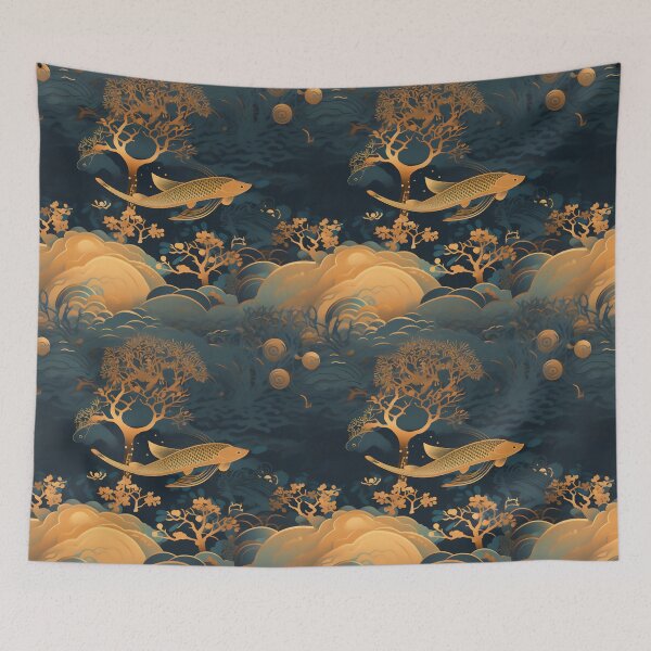 Item preview, Underseascape gold blossom pattern designed and sold by Viking-Samurai.