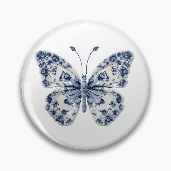 Item preview, Blue and White China Pattern Butterfly designed and sold by BeeJoyDesign.