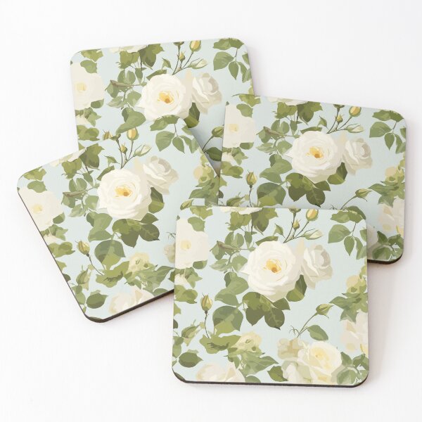 Item preview, White Roses on Blue designed and sold by VickiVybesArt.