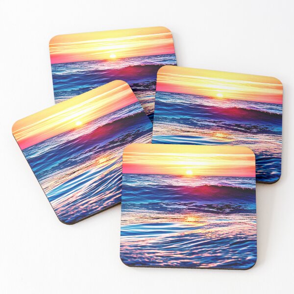 Item preview, Oceanic Serenity: Serene Sunset with a Colorful Orange Sun Over Waves in a Blue Ocean designed and sold by InfiniteArtwave.