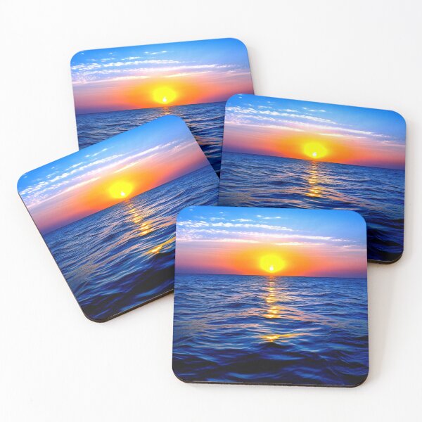 Item preview, Serene Horizons: Captivating Sunset with an Orange Sun Over a Calm Blue Ocean designed and sold by InfiniteArtwave.