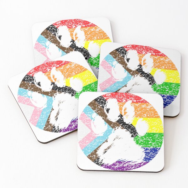Item preview, A Vintage Paw Print Design In The Colors of The Progress Gay Pride Flag - Diversity and Inclusion designed and sold by GVRDesign.