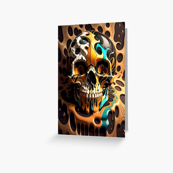 Colorful Funky Multi Vibrant Emo Skulls Carnival Abstract Print