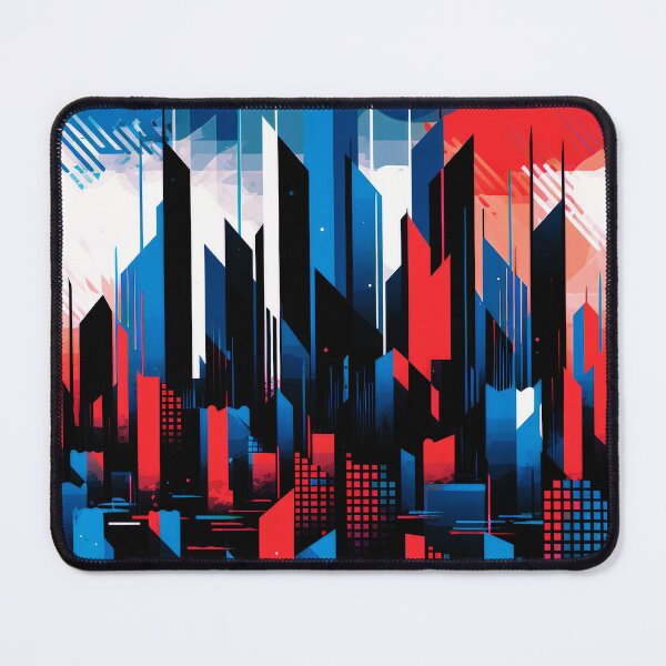 Item preview, Urban Symphony: Abstract City Landscape in Blue and Red Harmony designed and sold by InfiniteArtwave.