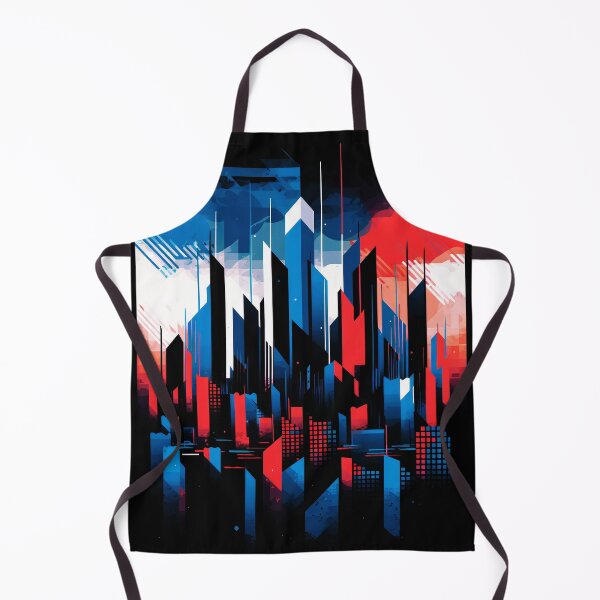 Item preview, Urban Symphony: Abstract City Landscape in Blue and Red Harmony designed and sold by InfiniteArtwave.