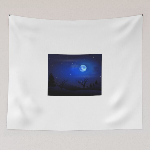 Item preview, Night view blue sky, moon and river water designed and sold by Vasant Ravte.