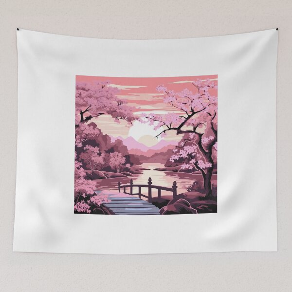 Artikelvorschau, Pink Japanese Garden - Floral Harmony and Serene Delight entworfen und verkauft von Neuronexia.