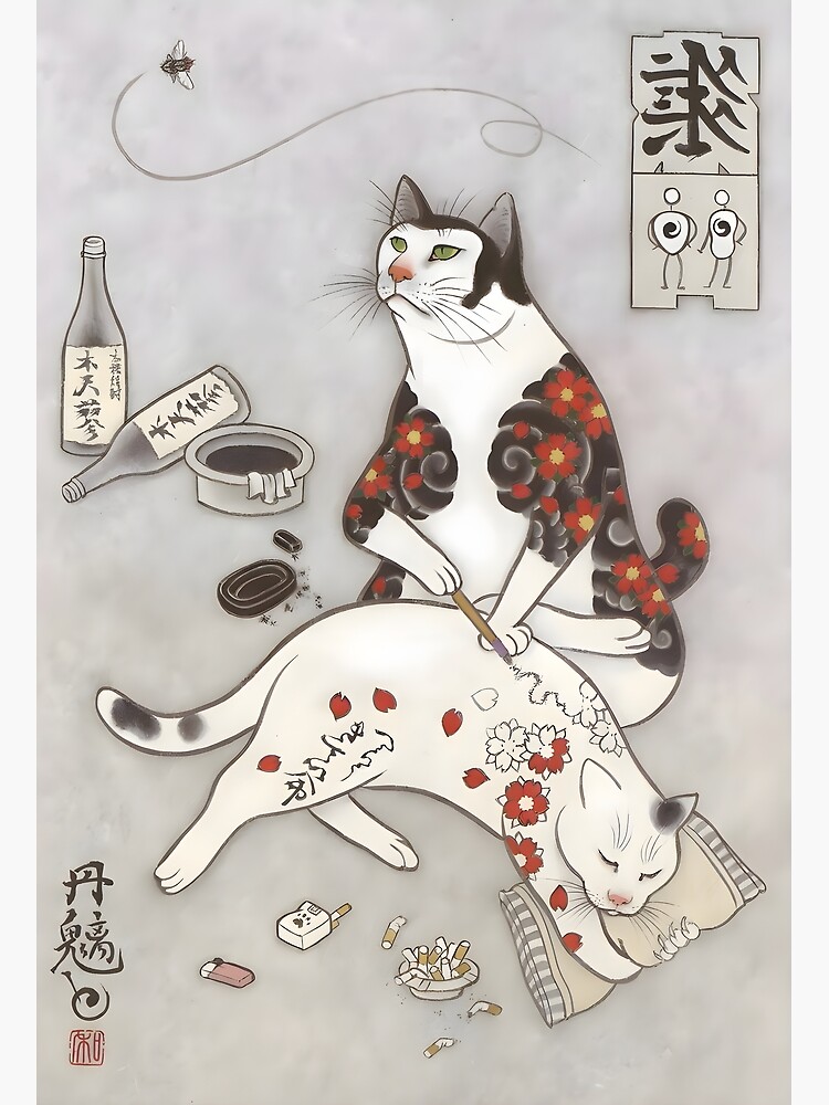 絵画　【壁掛け　Atukoさん】　THE cats Ukiyo e Tattoo Cat