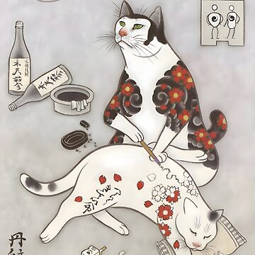 絵画　【壁掛け　Atukoさん】　THE cats Antique Japanese Woodblock Print Cats with Tattoos ~ Cat