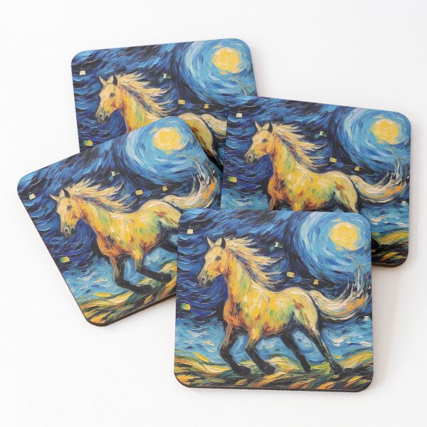 Item preview, Golden Horse in a Starry Night - Majesty and Radiance designed and sold by Neuronexia.
