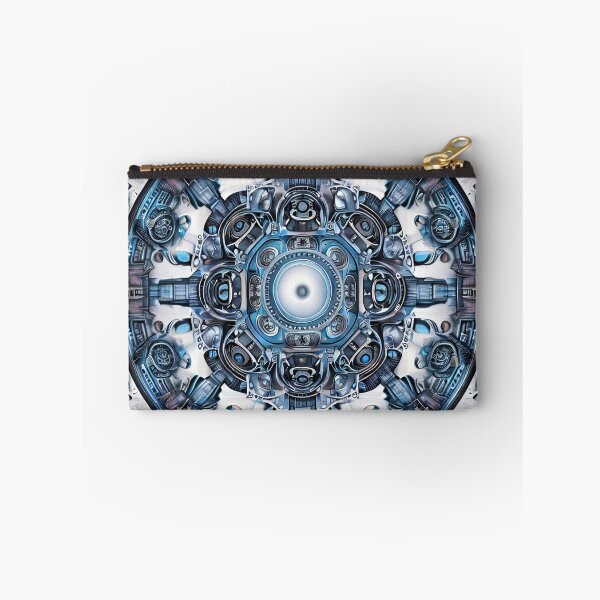Artikelvorschau, Futuristisches mechanisches Mandala in Blau und Silber entworfen und verkauft von Edekad.