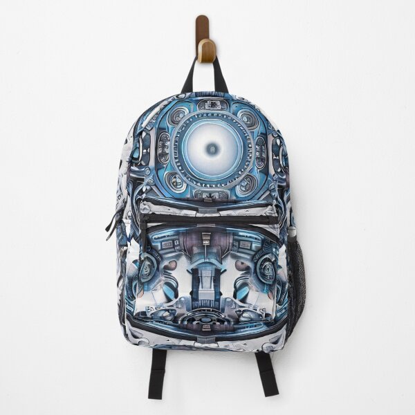 Item preview, Futuristic mechanical mandala in blue and silver designed and sold by Edekad.