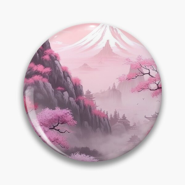 Artikelvorschau, Pink Japanese Landscape - Serenity and Floral Elegance entworfen und verkauft von Neuronexia.