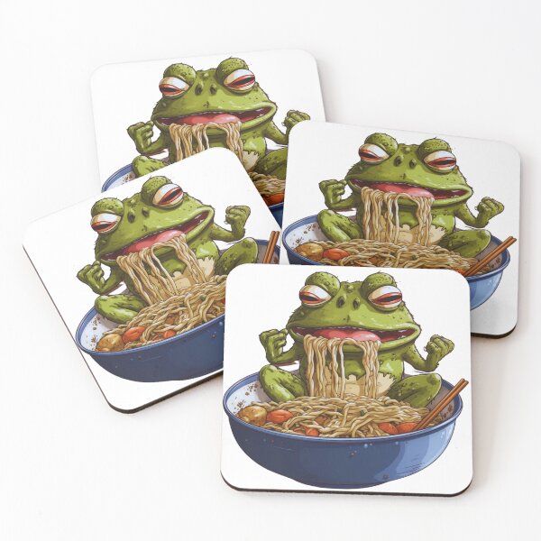 Item preview, Hungry Frog Eating Ramen designed and sold by BeeJoyDesign.