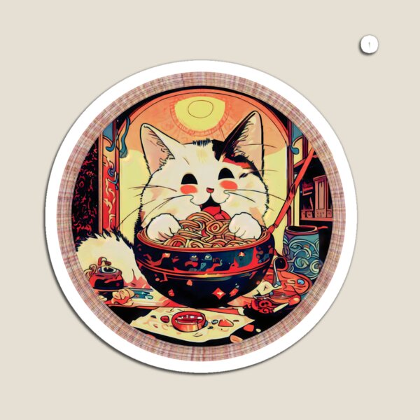 Artikelvorschau, Japanische Ramen-Katze im Kawaii-Vintage-Stil entworfen und verkauft von Dodern.