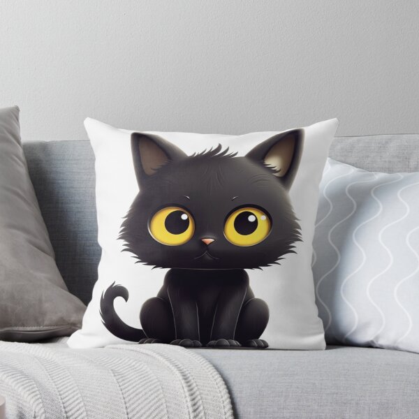 Aperçu de l'œuvre Mignon chat noir grincheux Tobias créée et vendue par DigitalPixelize.