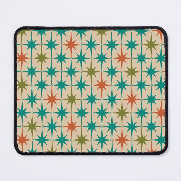 Item preview, Atomic Age 1950s Starburst Pattern 2 in Orange, Turquoise Teal, Olive Green, and Mid Mod Beige designed and sold by kierkegaard.