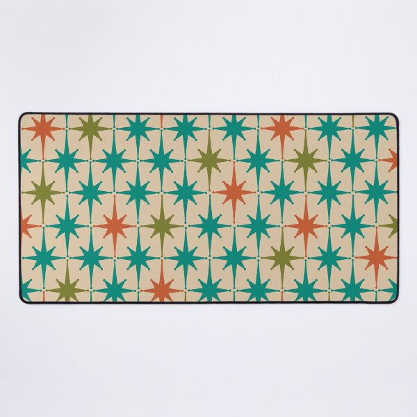 Item preview, Atomic Age 1950s Starburst Pattern 2 in Orange, Turquoise Teal, Olive Green, and Mid Mod Beige designed and sold by kierkegaard.