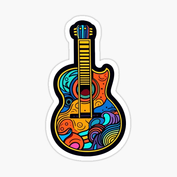 Night Melody: Guitar Design Sticker