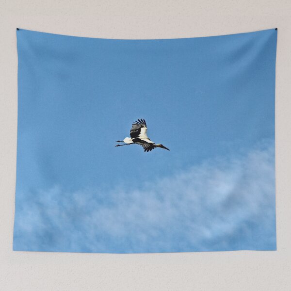 Item preview, White Stork flying Blue Sky designed and sold by Anna Lemos.