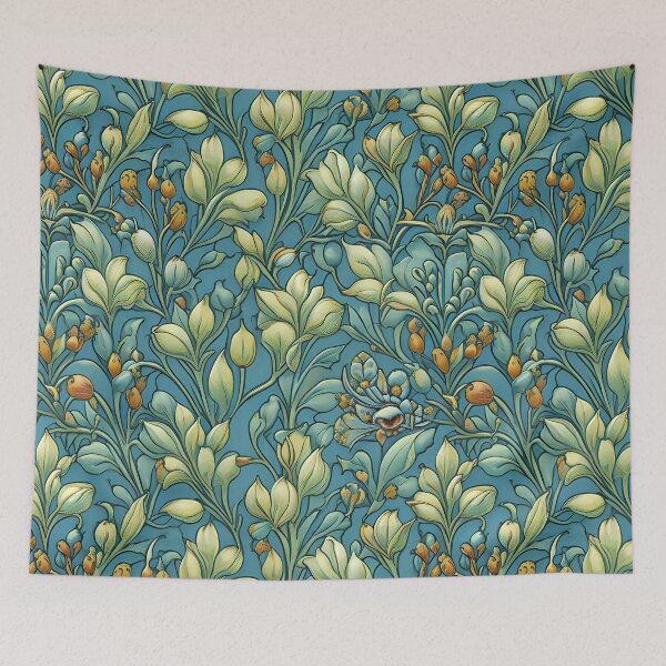 Item preview,  William Morris Teal Flowers   designed and sold by Tamas Das.
