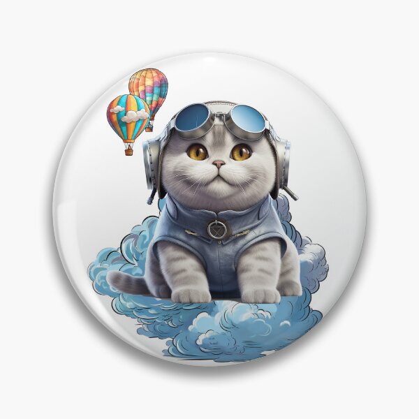 Item preview, Happy Cute Airplane Pilot Cat designed and sold by Cat & Puppy.