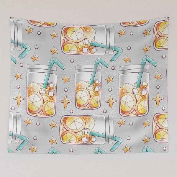 Item preview, Chilled lemonade with a cocktail tube and stars in cartoon style. designed and sold by xiukab.